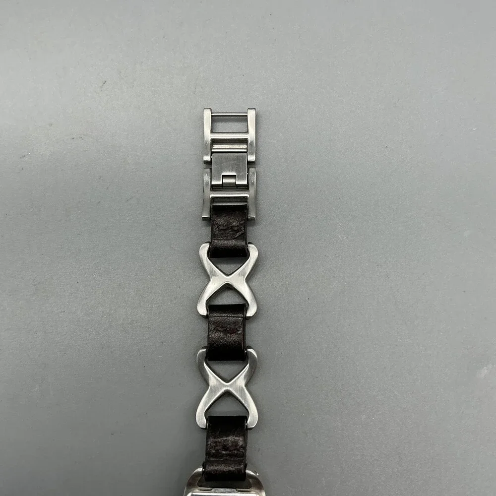 Fossil F2 ES-1645 Womens Watch 17mm Steel Brown Leather Band New Battery 7.25